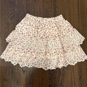 Jennifer Grace Cream Floral A-Line Skirt Size Small